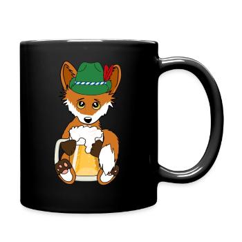 Bayrisches Volksfest Bier Fuchs Bayern Hut Oktober - Tasse einfarbig - Schwarz - Rechts