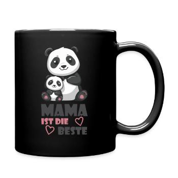 Mama ist die Beste Panda - Tasse einfarbig - Schwarz - Rechts