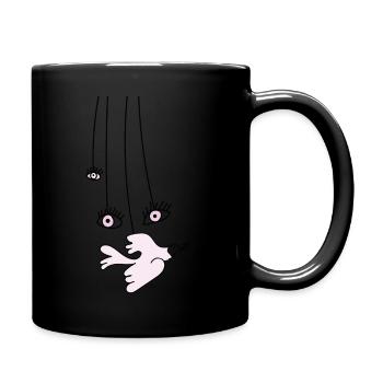 Friedenstaube & Augen fliegen, Dove of Peace & Eye - Tasse einfarbig - Schwarz - Rechts