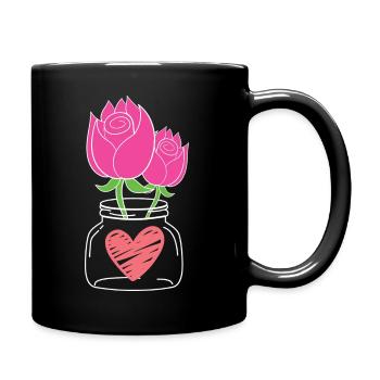 Hugging Roses in Mason Jar Print - Full Colour Mug - black - Right