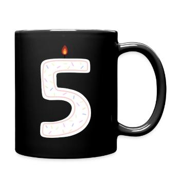 Bougie d’anniversaire festive numéro 5 - Mug uni - noir - Droite
