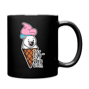 Eisbär in freier Wildbahn an der Eisdiele, LECKER! - Tasse einfarbig - Schwarz - Rechts