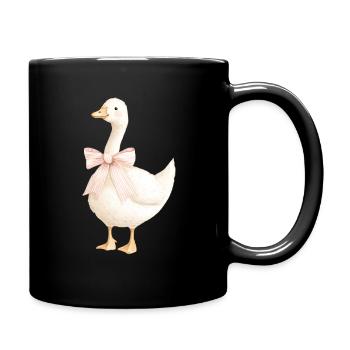 Duck with pink bow - Full Colour Mug - black - Right