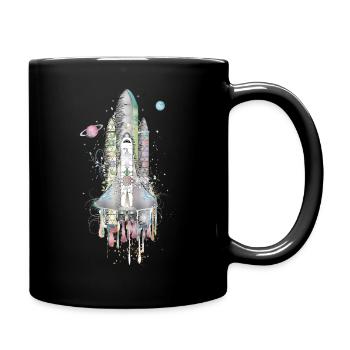Fantasievolles Space Shuttle - kunstvoll gestaltet - Tasse einfarbig - Schwarz - Rechts