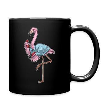 Flamingo Sekretärin Telefon Büro - Tasse einfarbig - Schwarz - Rechts