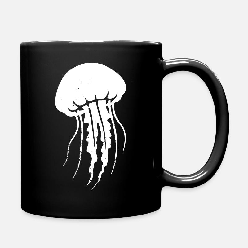 Jellyfish Jellyfish Ocean Vintage Vector - Full Colour Mug - black