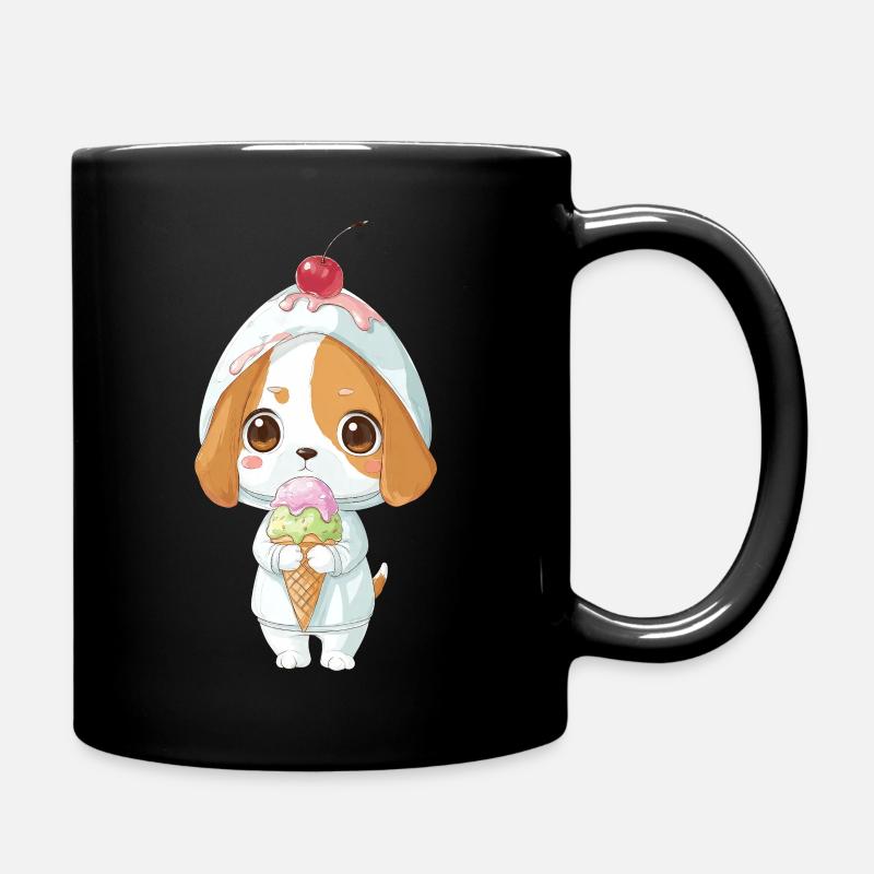 Dessin animé de Beagle Dog mignon Glace d’été maladroite - Mug uni - noir