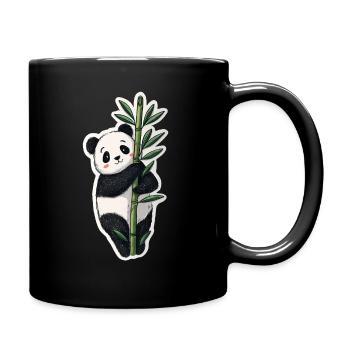Kawaii Panda avec bambou – Motif d’autocollants mignons - Mug uni - noir - Droite