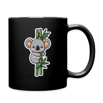 Kawaii Koala with Bamboo – Cute Sticker Motif - Full Colour Mug - black - Right