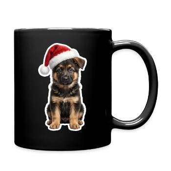 Un chiot Berger allemand fidèle en aide de Noël - Mug uni - noir - Droite