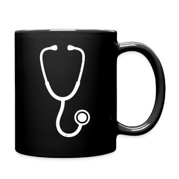 Stethoskop Medizin Arzt Pflege Herz - Tasse einfarbig - Schwarz - Rechts