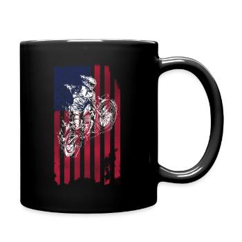 Dirt Biking USA-Flagge - Tasse einfarbig - Schwarz - Rechts