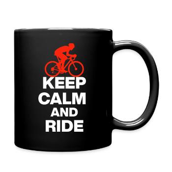 KEEP CALM AND RIDE! REENNRAD & PETON GESCHENK weiß - Tasse einfarbig - Schwarz - Rechts
