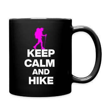 KEEP CALM AND HIKE ON, WANDERLUST, GESCHENK 🚶 - Tasse einfarbig - Schwarz - Rechts