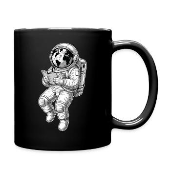 Astronaut Reading Space Earth - Tasse einfarbig - Schwarz - Rechts