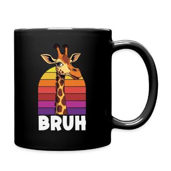 Bruh Giraffe Retro Sunset Meme - Full Colour Mug - black - Right