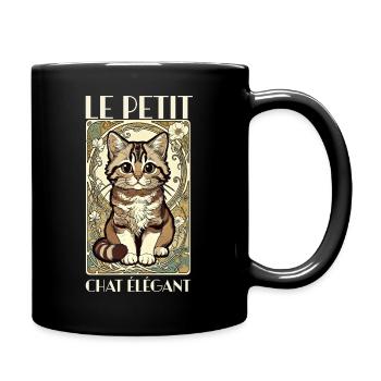 Le Petit Chat Élégant – Jugendstil Katze - Tasse einfarbig - Schwarz - Rechts