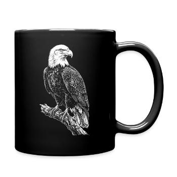 Perched Eagle Silhouette - Full Colour Mug - black - Right