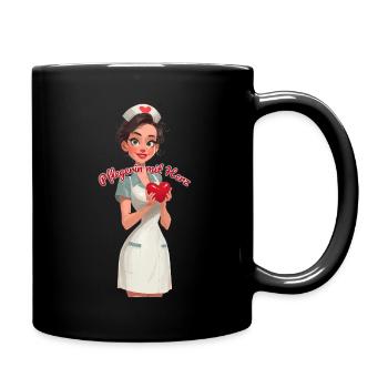 Pflegen mit Herz - Tasse einfarbig - Schwarz - Rechts