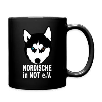 Husky Kopf Nordische in Not - Tasse einfarbig - Schwarz - Rechts