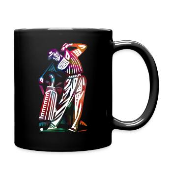 Colorful golfer abstract - Full Colour Mug - black - Right