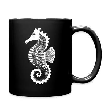 Art de lignes hippocampe - Mug uni - noir - Droite