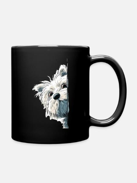 Peeking Westie Terrier Süßes Hundeliebhaber-Merch - Tasse einfarbig - Schwarz