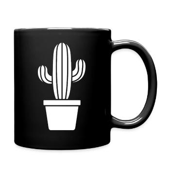 Cactus silhouette in pot plant motif - Full Colour Mug - black - Right