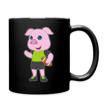 Pig American Football - Full Colour Mug - black - Right