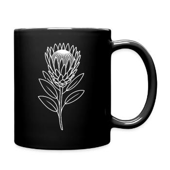Art en ligne Protea sur tissu - Mug uni - noir - Droite