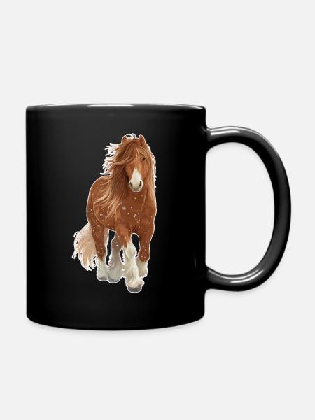 Pferd Schnee - Tasse einfarbig - Schwarz