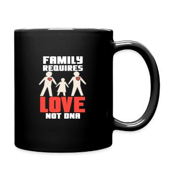 Familie braucht Liebe - Tasse einfarbig - Schwarz - Rechts