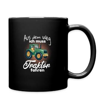 Kinder Traktor fahren Spruch - Tasse einfarbig - Schwarz - Rechts