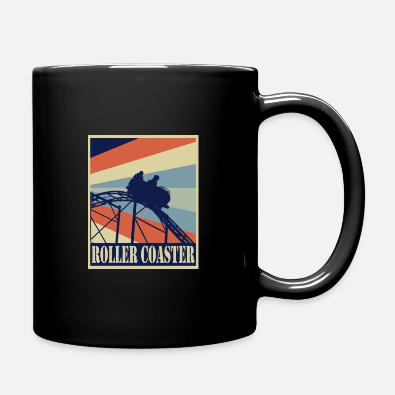 Roller Coaster Achterbahn - Retro Style Vintage - Tasse einfarbig - Schwarz
