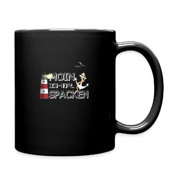Moin ihr Spacken - Tasse einfarbig - Schwarz - Rechts