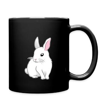 weißer Hase sitzend - Tasse einfarbig - Schwarz - Rechts