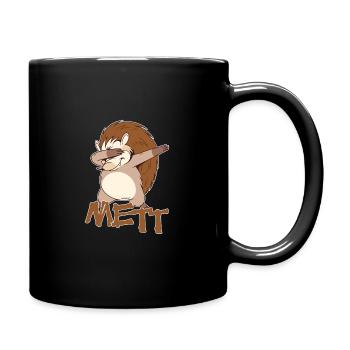 Rettet den Mettigel Mett Hackfleich Mettbrötchen - Tasse einfarbig - Schwarz - Rechts