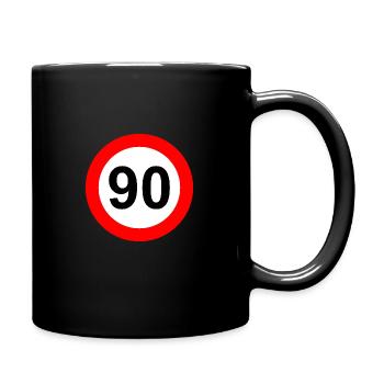 Verkehrsschild Geschwindigkeit Grenze 90 - Tasse einfarbig - Schwarz - Rechts