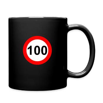 Verkehrsschild Geschwindigkeit Grenze 100 - Tasse einfarbig - Schwarz - Rechts