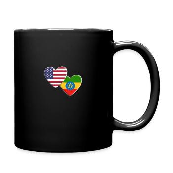 USA American Ethiopia Ethiopian Flag Patriotic - Full Colour Mug - black - Right