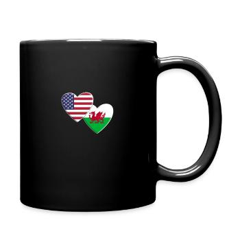 États-Unis Américain Pays de Galles Welsh Grande-Bretagne Drapeau - Mug uni - noir - Droite
