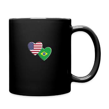 USA American Brazil Brazilian Flag Patriotic - Full Colour Mug - black - Right