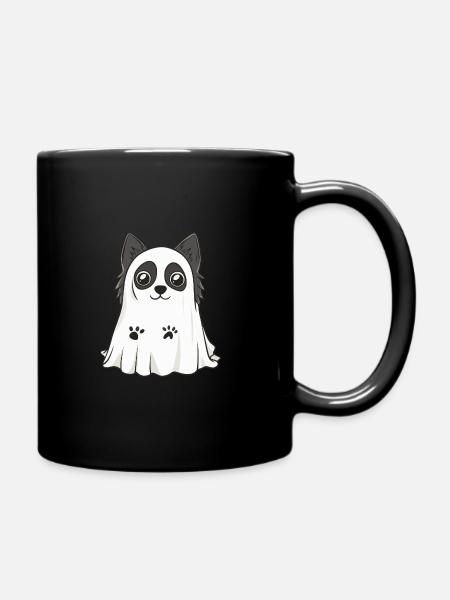 Border Collie Hund Halloween Lustig Geist - Tasse einfarbig - Schwarz
