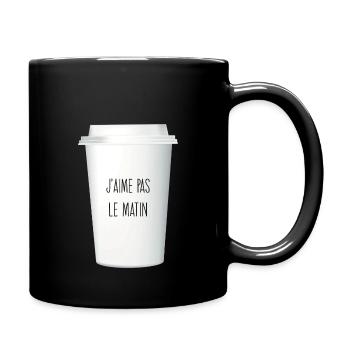 J’aime pas le matin / ado / café - Mug uni - noir - Droite