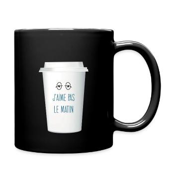 J’aime pas le matin. Yeux fatigués - Mug uni - noir - Droite