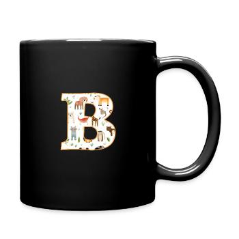 Letter B, Monogram, Animal Pattern - Full Colour Mug - black - Right