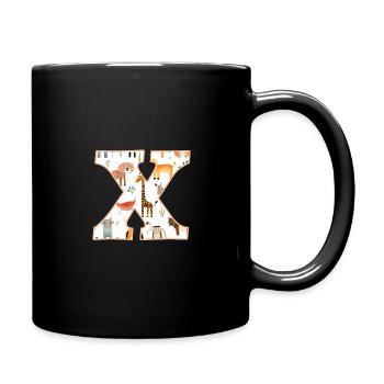 Letter X, Monogram, Animal Pattern - Full Colour Mug - black - Right
