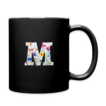 Letter M, Monogram, Animal Pattern - Full Colour Mug - black - Right