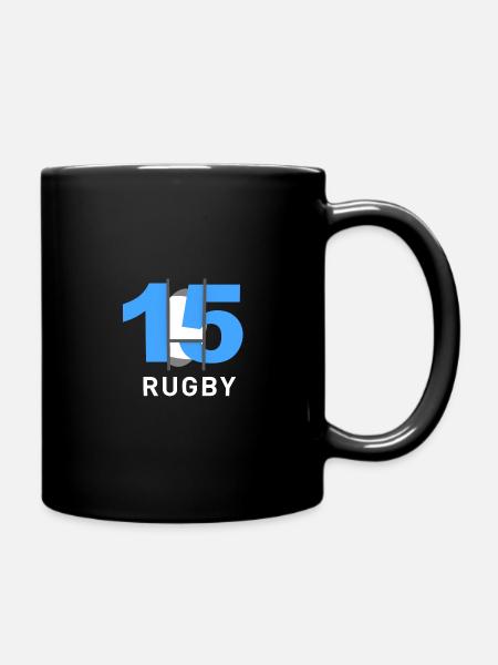 RUGBY 15 bleu et blanc - Mug uni - noir