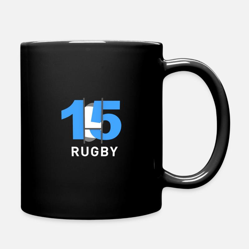 RUGBY 15 bleu et blanc - Mug uni - noir